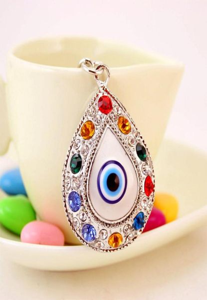 

tear drop key chains rings holder big blue angel eyes bag pendant for car keyrings keychains3358772, Silver