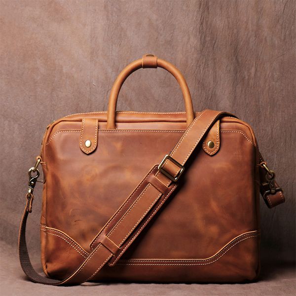 

briefcases vintage men's briefcase genuine leather male lapbags men's handbag business office bags bags for document 230520