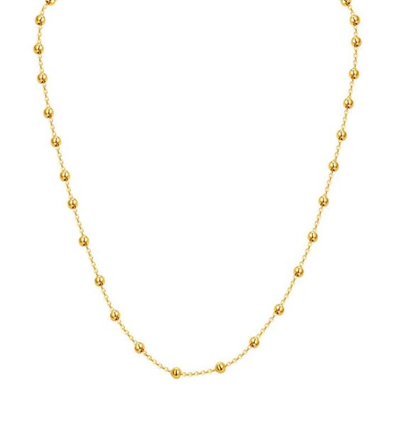 

real 18k gold necklace jewelry fine pendant chain pure yellow round ball for women wedding gift x500 chains8890607, Silver