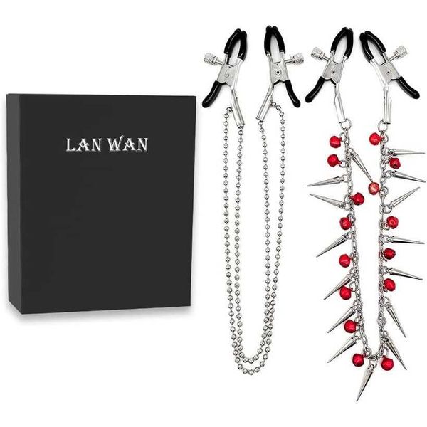 

factory outlet lanwan kits clamps with chain nipple clips bondage accessories body breasts clip toys for women