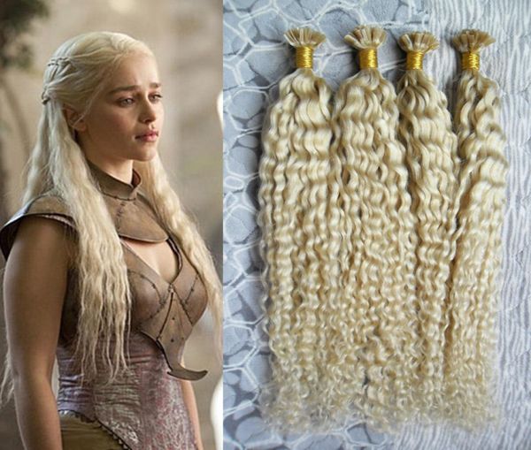 

blonde brazilian hair kinky curly u tip hair extensions human 200g 1gstrand keratin capsules fusion hair extension7667804, Black