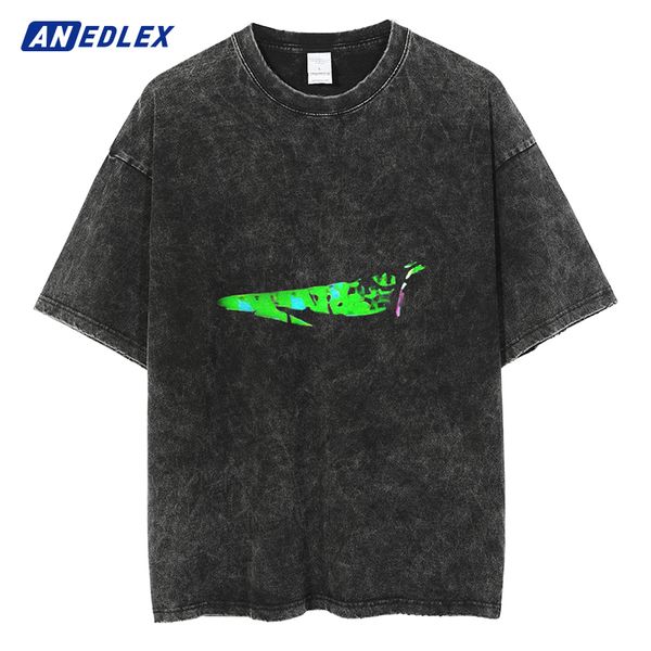 

men s t shirts men harajuku streetwear vintage washed tshirt japanese anime print oversized casual t shirt summer short sleeve tees 230522, White;black