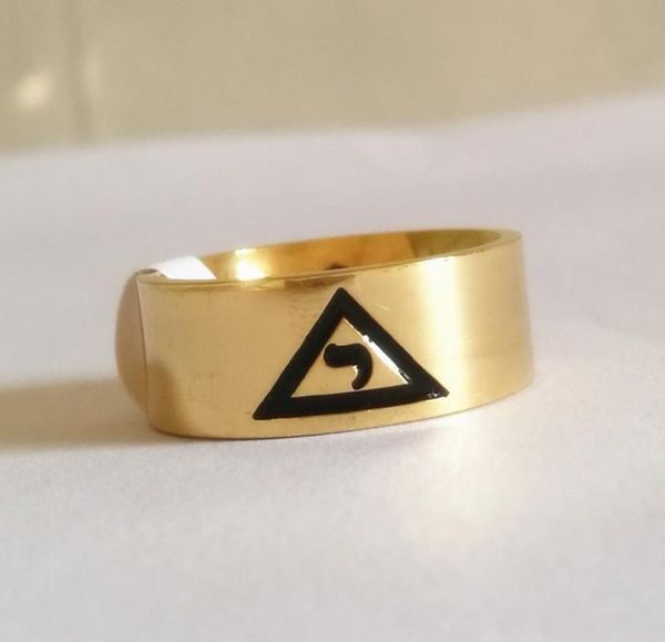 

stainless steel 14 degree scottish rite yod ring gold silver masonic signet rings inside engrave with virtus junxit m5456330, Golden;silver
