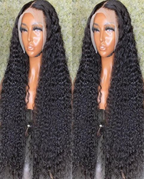 

lace wigs 13x6 hd transparent brazilian deep wave curly front human hair wig 30 40 inch 250 density frontal for black women1444210, Black;brown
