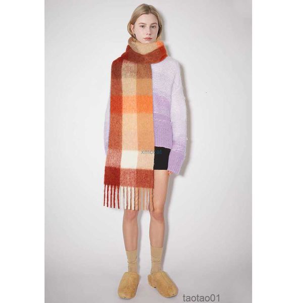 

scarves 22 new ac plaid scarf winter warm fringed rainbow imitation cashmere shawla6vv, Blue;gray