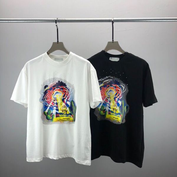 

2023ss man high street t shirt cotton short-sleeved fashion men and women short t-shirt couple models men and women cotton crewneck printed, Black;brown