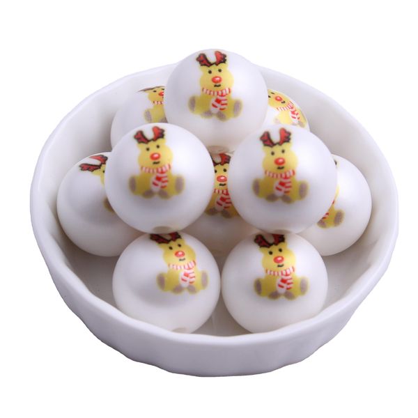 

crystal kwoi vita 20mm chunky large print christmas deer acrylic matte pearl beads for jewelry making wholesales