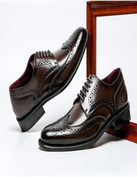 

dress shoes luxury mens business genuine leather fashion wedding oxfords laceup pointed toe black brown brogues size38443207961