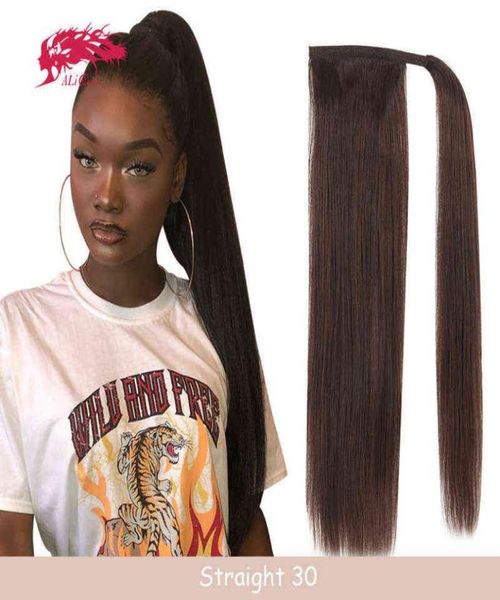 

hair extensions pieces cola de caballo cabello humano con cordn recto clip en extensin natural peinado mujer envuelto alredor pein8358462, Black;brown
