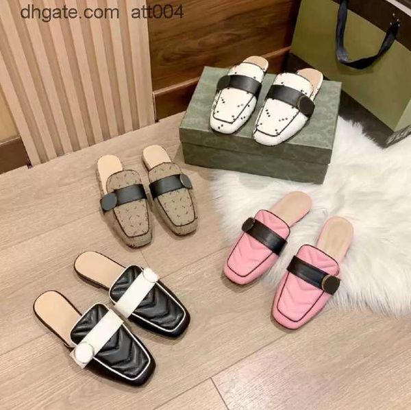 

women's half slippers classic leather flat bottom sandals designer luxury printing retro sandal summer fashion women leisure comfort sl, Black