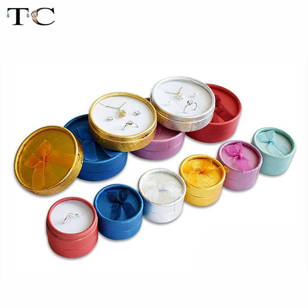 

boxes multicolor bow small round ring box stud earrings jewelry box gift box for ring display jewelry wholesales 12/24pcs/lot, Black;white