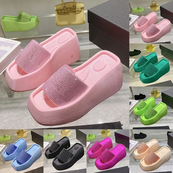

Taji Platform Designer Sandals Wedges Thick Heels Sole Womens Sandale Slides Black Pink Red Dazzling Wang Slippers Ladies Fashion Luxury Summer Shoes