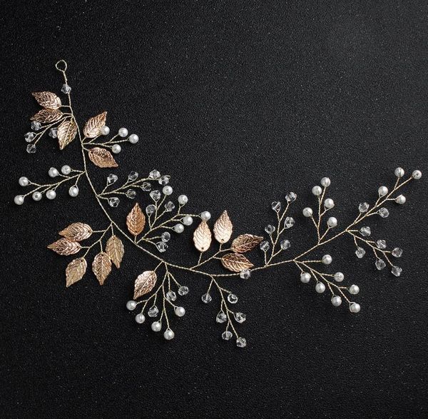 

handmade flexible crystal peals wedding women headbands hair jewelry tocados para el pelo de mujer para boda jcg1194201115, Golden;white