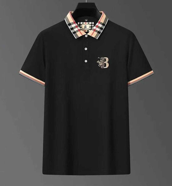 

2023 li xia polo shirt plaid collar t-shirt embroidered business men's mercerized cotton short sleeve t-shirt women's breathable d, White;black