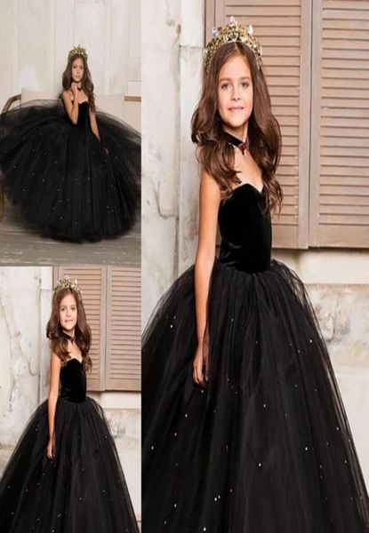 

black velour girls pageant flower girls dresses kids formal wear birthday christmas wedding party events sweetheart tulle skirt6819061, White;blue