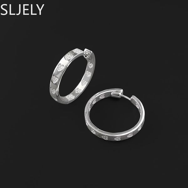 

huggie sljely fashion s925 sterling silver large medium small 3 size love heart hoop earrings women monaco brand valentine jewelry gift, Golden;silver