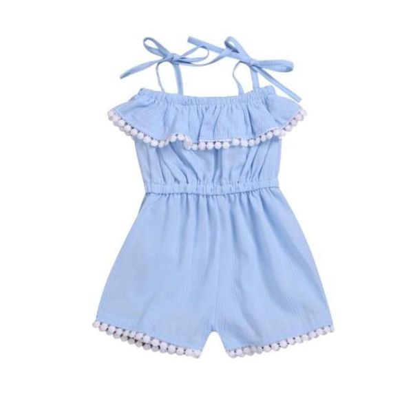 

ins kids designer clothes girls infant onesies clothes 2019 baby girls outfit offshoulder overall romper jumpsuit trousers clothe4261911, Blue