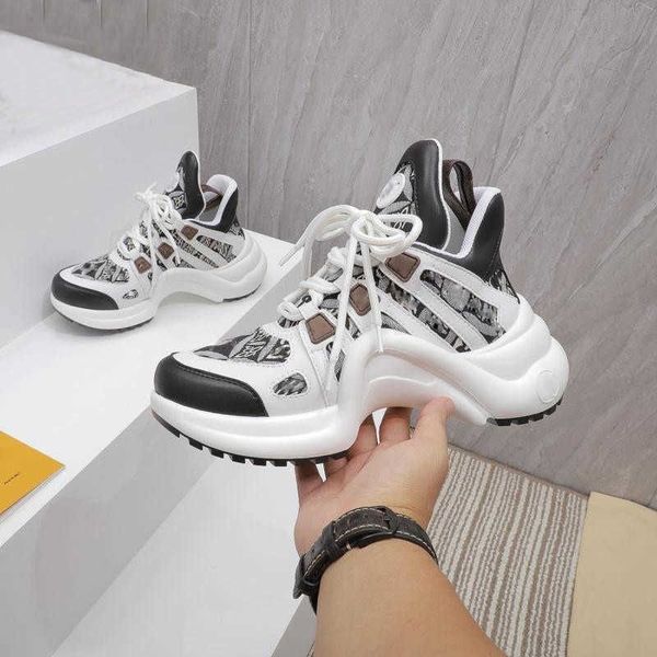 

luxury designer archlight runway dress louise vuitton shoes chunky trainers platform sneakers for womens, Black