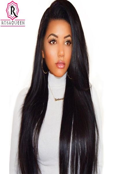

250 density lace front human hair wigs for black women straight pre plucked brazilian lace wig full ends rosa queen remy3597742