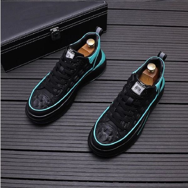 

fashion men's breathable sports casual shoes trend personality korean version thick soled youth board shoes tide sneakers d2h52, Black