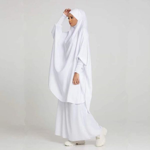 

ethnic clothing eid al fitr muslim prayer clothing jilbab 2-piece set dubai islamic women's long khimar abaya dress robe tenue musulman, Red