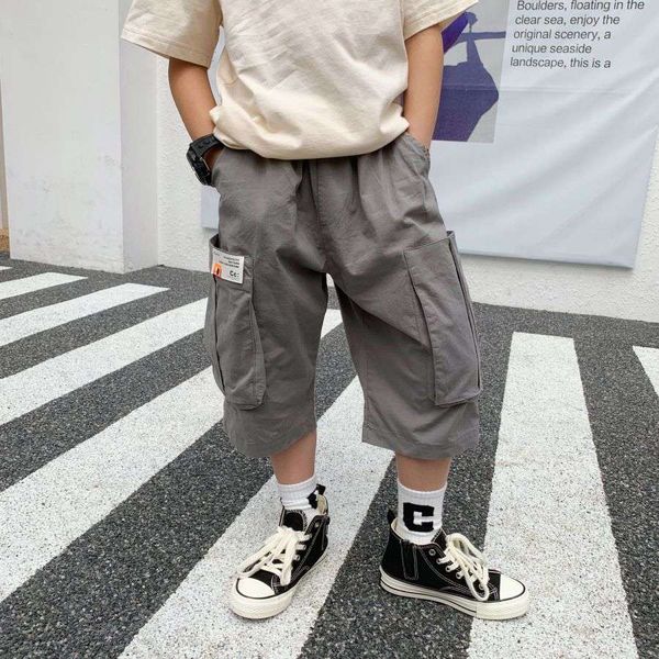 

children's shorts relaxed summer boys' new clothing youth outdoor casual pants japanese style elastic waist solid designer baby ba, Black