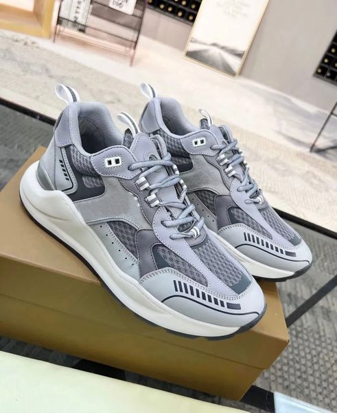 

luxury designer logo print vintage sneakers shoes for men check cotton suede and mesh chunky mesh & smooth calfskin casual walking, Black