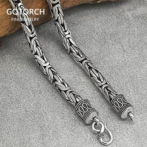 

necklaces guaranteed s925 sterling silver heavy thick viking chain necklace men peace lines vintage handmade punk style