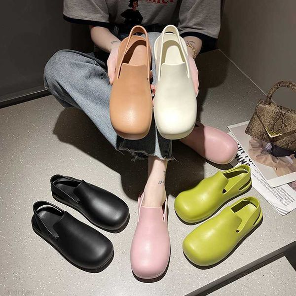 

bvasigo same rubber shoes 2021 new baotou sandals women's rain shoes jelly shoes summer versatile beach sandals, Black