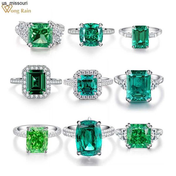 

band rings wong rain 100 925 sterling silver crushed ice cut emerald high carbon diamond gemstone engagement fine jewelry women ring gift j2