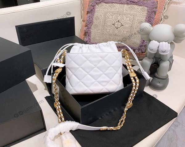 

22s mini small cosmetic bucket bags women grained calfskin quilted shoulder bag goldtone metal hardware coin chain decoration cro3316514