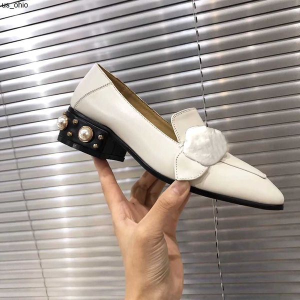 

sandals dress shoes classic high heeled boat shoes luxury designer 100 leather occupation pearl high heels shoe metal lazy woman size 3542 u, Black