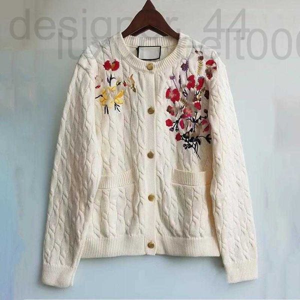 

women's sweaters luxuriouswomen's designer embroidery round neck single breasted elegant ladies' temperament knitted cardigan, White;black