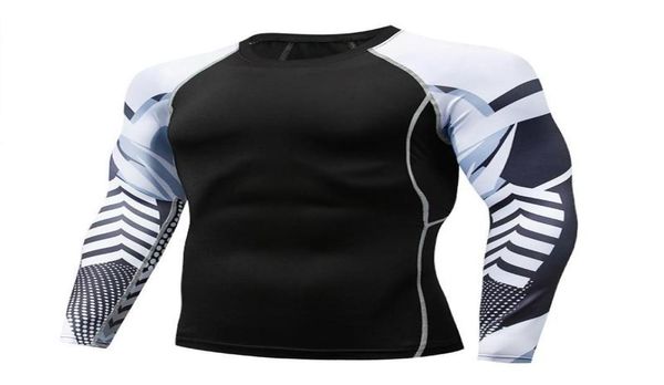 

running jerseys men039s sports fitness clothing long sleeve shirts quickdrying moisture outdoor flower arm tights tshirt comp1704554, Black;blue