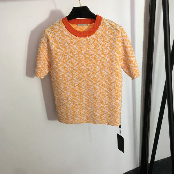 

2023 womens knits sweater short sleeve sweater letter jacquard comfortable wool blend clothing designer women crew fashion, White;black