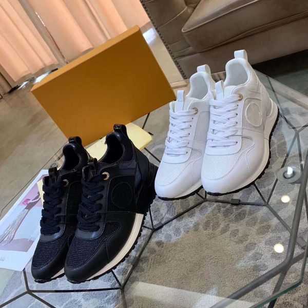 

designer run away trainer mens women shoes calf leather and patent canvas shoes mesh color white black sneaker retro splicing fashion sneake