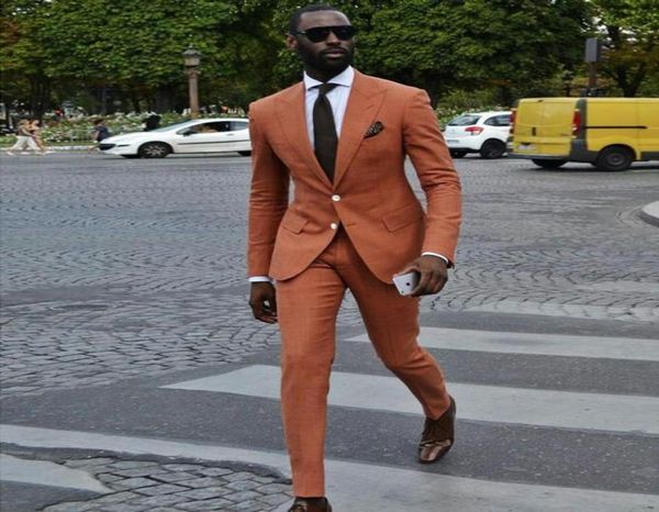 

handsome orange slim fit mens suits peaked lapel wedding tuxedos for men two piece prom blazers jacketpants2668261, Black;gray