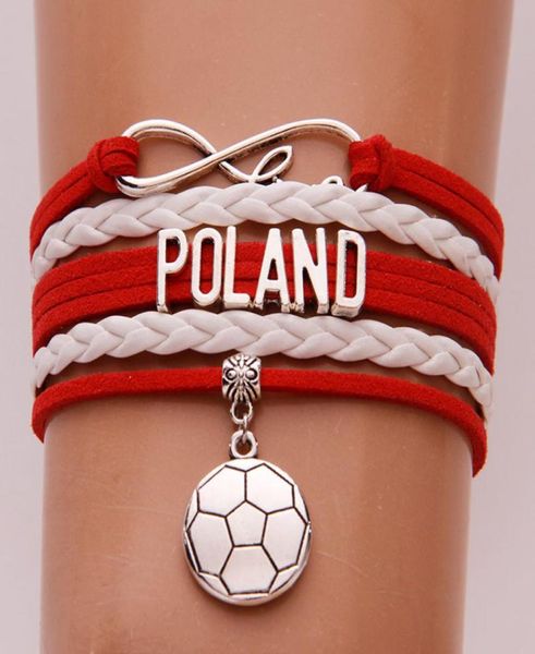 

infinity love poland bracelets bangles soccerheart charm braided pu leather for women men bracelet jewelry drop 7940885, Golden;silver