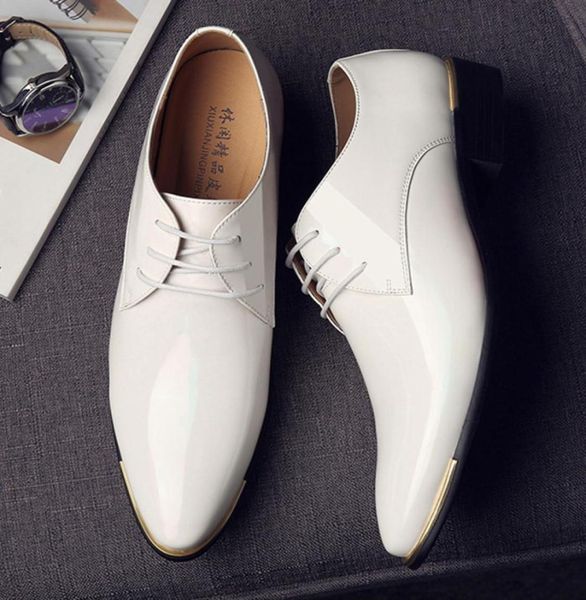 

fashion business wedding dress shoes men patent leather mens shoes casual british style pointed toe party flats men hv0388071832, Black