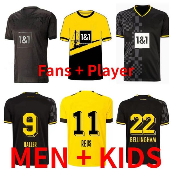 

reus soccer jerseys 22 23 24 season haller 2023 2024 soccer football shirt neongelb bellingham hummels brandt dortmund hazard yeyna men kids, Black;yellow