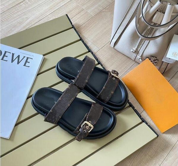 

designers slides womens slippers fashion luxurys floral slipper leather rubber flats sandals summer beach shoes loafers gear bottoms sliders, Black