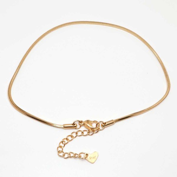

anklets 1pc 23.3cm stainless steel anklet for women foot bracelets jewelry gold color snake chain anklet 2021 trend birthday gift g220519, Red;blue