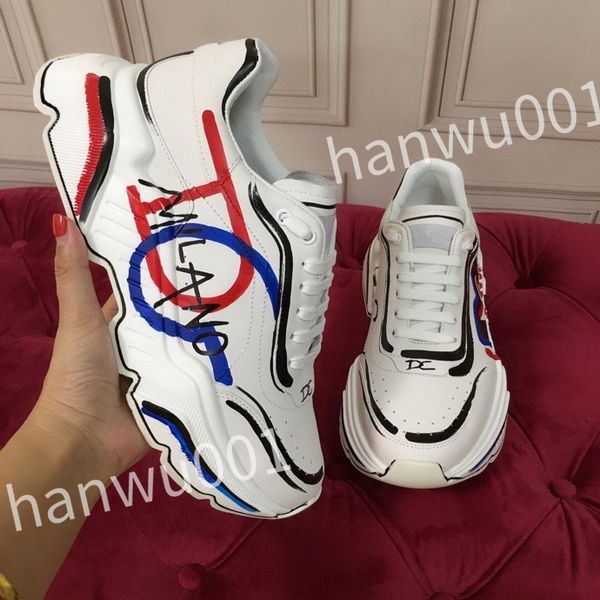 

new casual shoes designer men shoe leather lace up men fashion platform sneakers white black mens womens