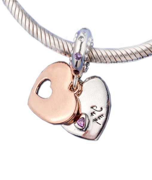 

dangle silver and rose charms fits for original style bracelet part of my heart 787235cfp h88273987, Bronze;silver