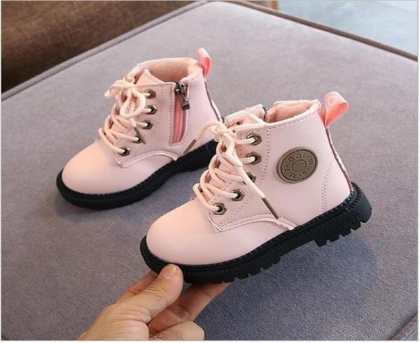 

autumnwinter children boots boys girls leather martin plush fashion waterproof nonslip warm kids shoes 2130 2202243913968, Black;grey
