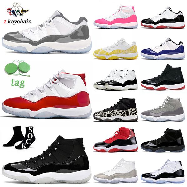 

2023 jumpman 11 basketball shoes 11s for mens women trainers cherry grey cement 25th anniversary jubilee pink purple dmp bred concord sneake
