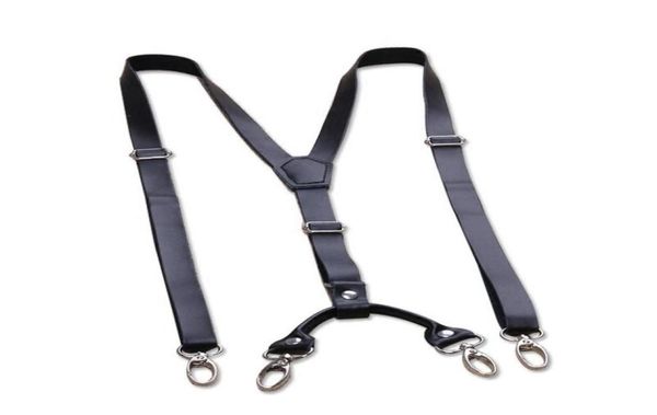 

15cm real leather mans suspenders fashion hook buckle braces elastic adjustable suspensorio bretelles tirantes casual trousers2582824, Black;white