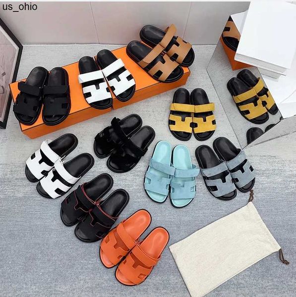 

sandals designer slippers chypre sandal men women sandals classic beach flat slipper leather slides summer ladies flip flops j0523, Black