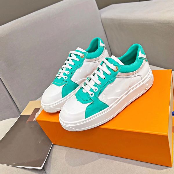 

time out trainers calf leather shoes women recycled nylon shoe elevated, treaded rubber outsole designer sneakers 03, Black