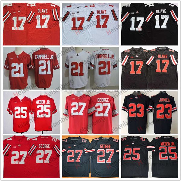 

ncaa ohio state buckeyes college football jersey 21 parris campbell jr. 23 james 25 mike weber jr. 17 chris olave 27 eddie george 33 pete jo, Black